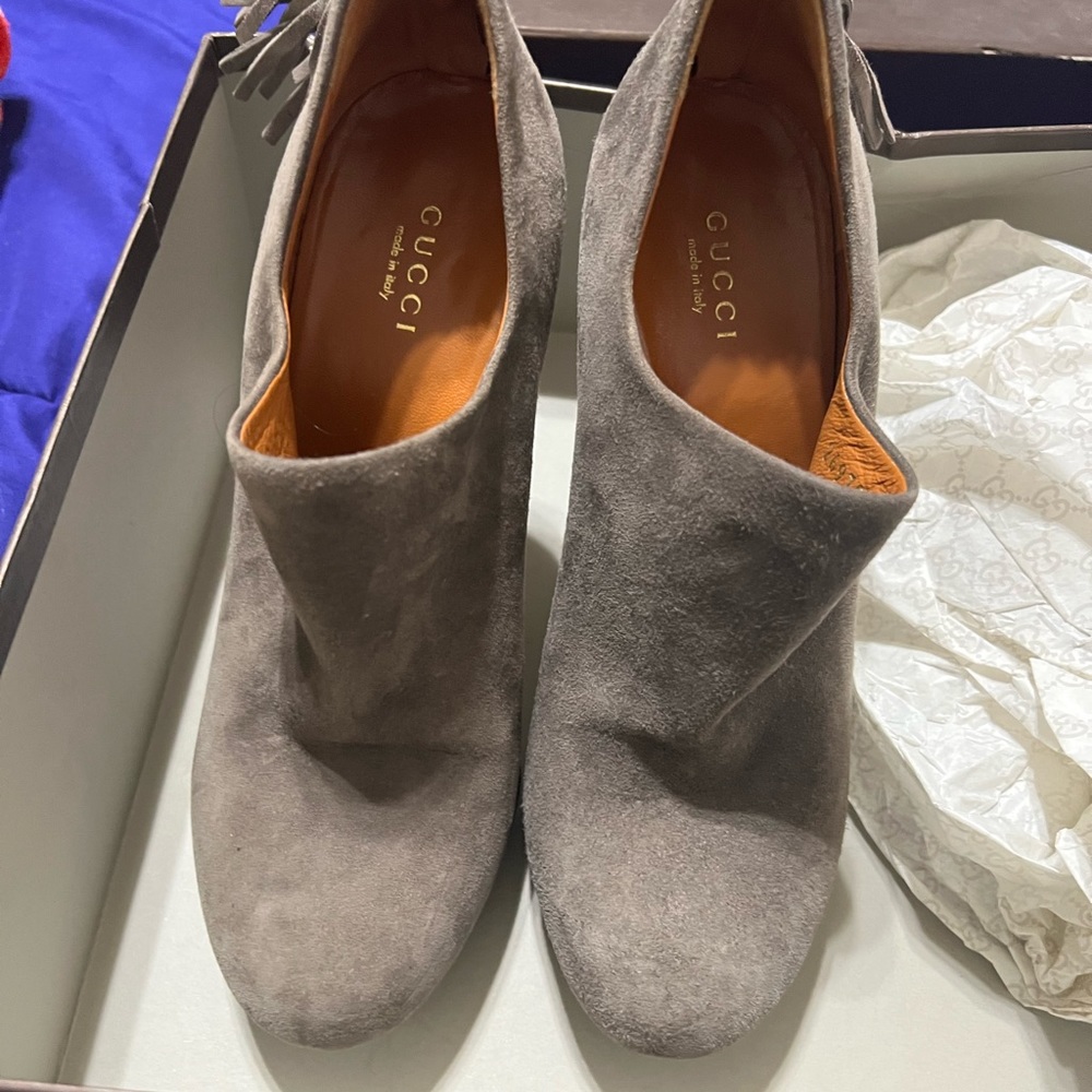 Gray Gucci booties